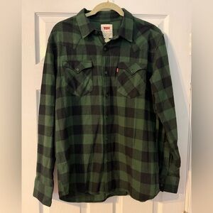 Levi's Dark Green and Black Checkered Shirt